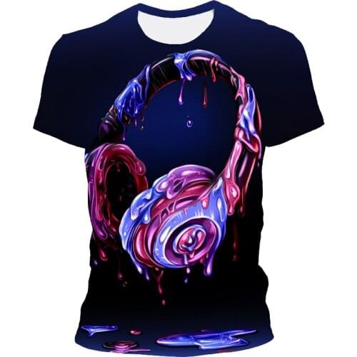 Printed T-shirt 2021 summer mens and womens clothes 3D guitar printing short-sleeved gothic anime tops quick-drying streetwear