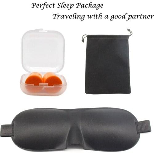 Travel companion 3D Sleep Eyeshade +earplug Travel Sleeping Eye Mask Breathable Blindfold Patch Night Health Sleep goggles