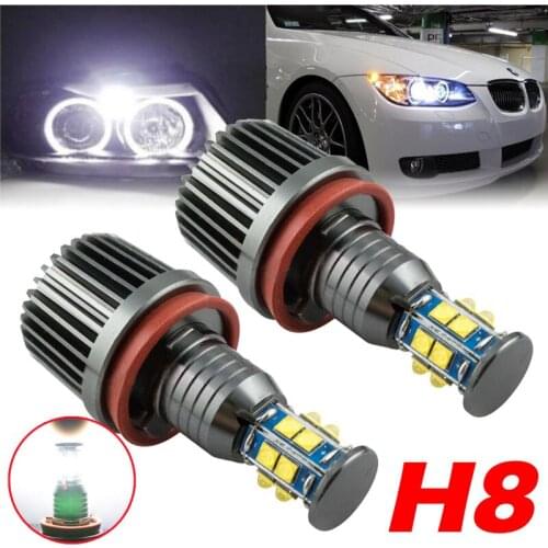JX-LCLYL 1pair 240W H8 LED Angel Eyes Marker Light Bulb for B-M-W 1 3 5 Series E92 White