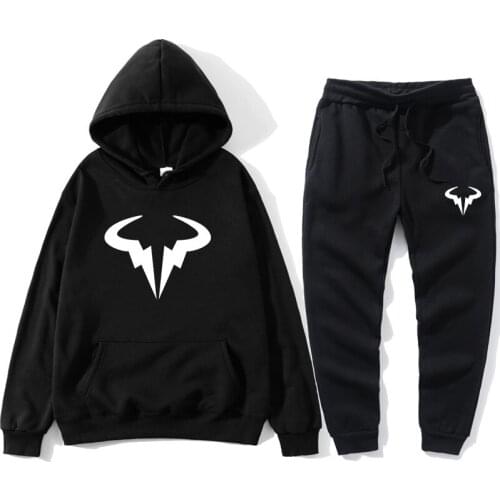 JXGXSX 2020 Sportswear Pullover + Sweatpants Jogging Mens Pullover Mens Hooded Suits Rafaels Nadal Natto Bul Sports Suit Men