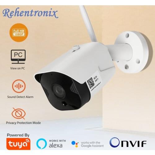 Tuya Outdoor WiFi Security Camera ONVIF 1080P Bullet CCTV Surveillance Camera Support View on PC Alexa Google Home Wireless Cam
