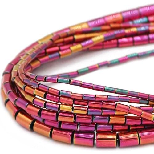 Rose Red Cylinder Natural Stone Hematite Spacer Round Loose Beads For Jewelry Making DIY Bracelet Necklace 4/5/6/8MM Accessories