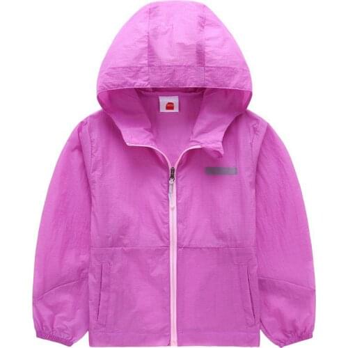 Summer Waterproof Quick-Drying Child Coat Anti-UV Breathable Lavender Girls Thin Jackets Hooded Kids Outfits For 98-152cm