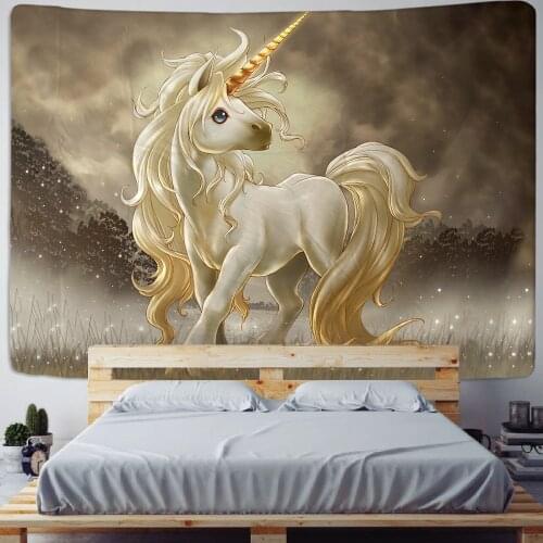 Cute Cartoon Unicorn Tapestry Wall Hanging Kids Room Decor Psychedelic Wall Carpet Camping Tent Travel Mattres