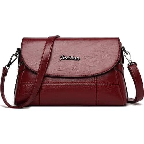 Fashion Rivet Flap Bag High Quality Leather Shoulder Bags for Women 2021 Elegant Ladies Crossbody Bag Branded Designer Handbags