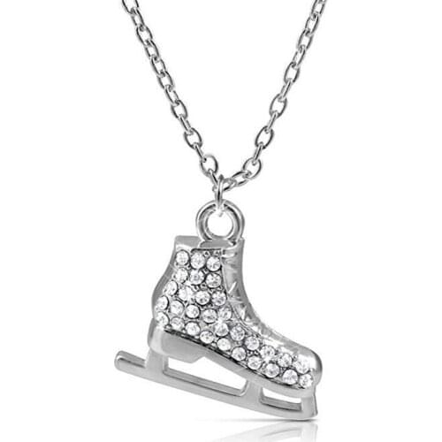 Fashion Design Necklace For Women Men Sporty Style Jewelry Skates Shape Pendant With Beautiful Crystals Zinc Alloy Dropshipping