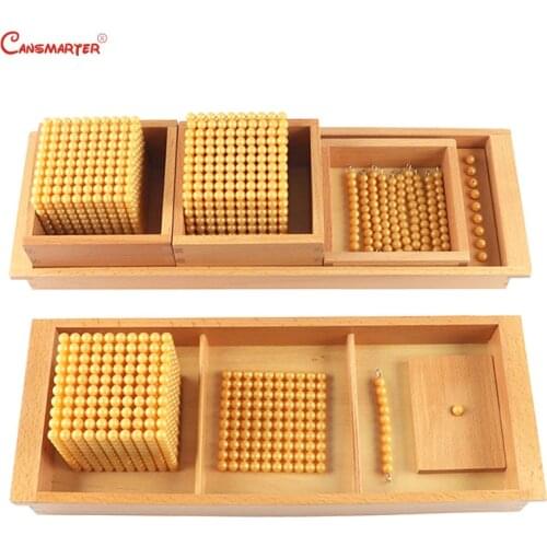 Montessori Beads Materials Acrylic With Trays Educational Wooden Toys Golden Color Beechwood Box for 5 Years old Toy MA130-NX3