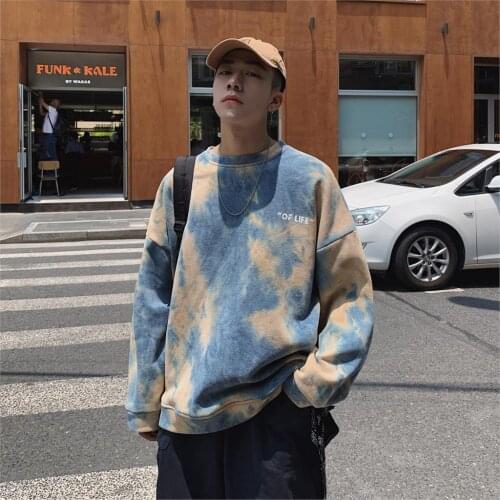 Male Cotton Hip Hop Hoodie Men Harajuku Tie Dye Oversized Hoodies 2021 Autumn Mens Japanese Streetwear Sweatshirts