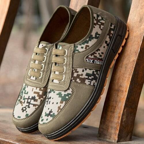 Old Beijing cloth shoes mens sports shoes tendon bottom camouflage canvas work shoes flat mens shoes