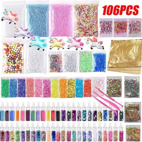 106 Pack Making Kits Supplies For Slime DIY Handmade Color Foam Ball Granules Slime Making Material Set