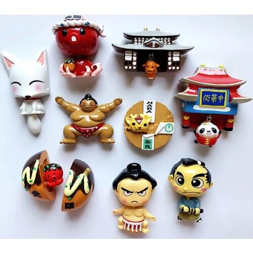 New Japanese Sumo Samurai Osaka Octopus 3D Resin Fridge Magnets Tourism Souvenirs Refrigerator Magnetic Stickers Gift
