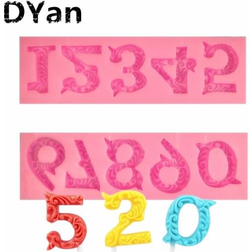 New Product Unique Shape Arabic Digital Fondant Silicone Mold Chocolate Mold DIY Cake Baking Decorative Mold A1581