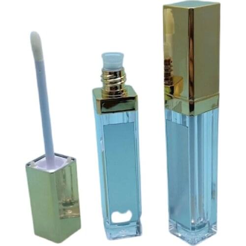 7ml Empty LED Lip Gloss Tube With Mirror Light Shiny Gold/Shiny Silver Cap Square Lip Glaze Container Packaging Bottle 30pcs/Lot