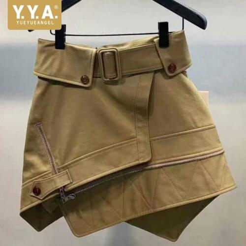 Spring Summer New High Waist Irregular Slim Skirts Women Wrap A-Line Short Skirt Street Casual Cargo Khaki Mini Skirts S-L
