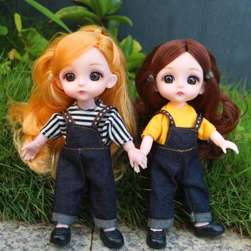 BjD Doll 16CM 13 Movable Joint Casual Fashion Princess Clothes Can Dress Up Girl Doll Multicolor Hair Girl Toy Christmas Gift