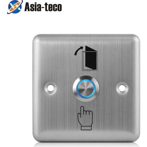 LED Backlight Stainless Steel Exit Button Push Switch Door Sensor Opener Release for Access Control-Silver