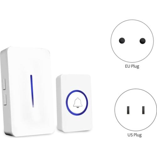 Range Waterproof Wireless DoorBell Night Light No Battery Plug Home Cordless Door Bell Button Receiver