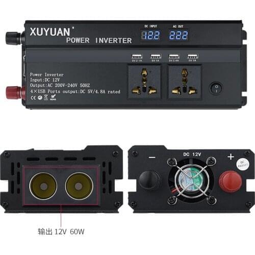 Xuyuan car / inverter / 12V to 220v/4000w / with 4 USB / display / converter / charger / transformer