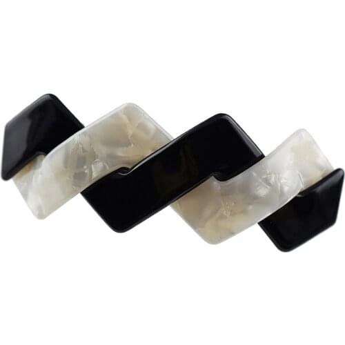 Womens Automatic French Rectangle Barrette Patchwork Barrette Hair Clip Pin