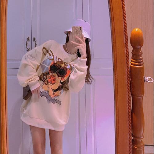 Women Hoody Casual COTTON Spring Autumn Y2K Fashion Pullovers Full Long Cartoon Girls Anime Hoodie Crewneck Sweatshirt