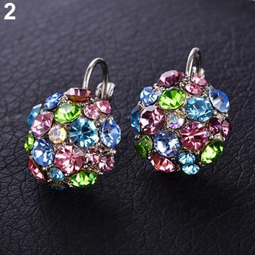 HOT SALES！！！New ArrivalWomens Colorful Cubic Zirconia Ball Eardrop Leverback Earrings Party Jewelry Wholesale Dropshipping