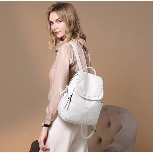 Women Backpack All-match Casual Soft Leather Book School Bags For Teenage Girls Sac A Dos Travel Back Pack Rucksacks Mochilas