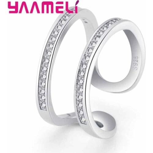 Woman Jewelry Fashion Simple Open Design Ring Cheap 925 Sterling Silver Cubic Zirconia Wedding Rings for Women