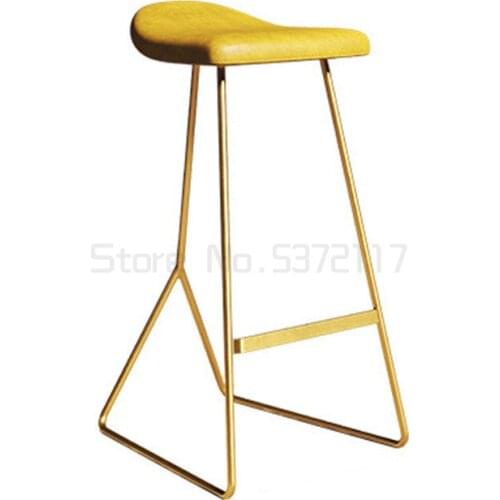 Golden high chair fashion light luxury ins bar chair simple bar stool iron Nordic home bar chair