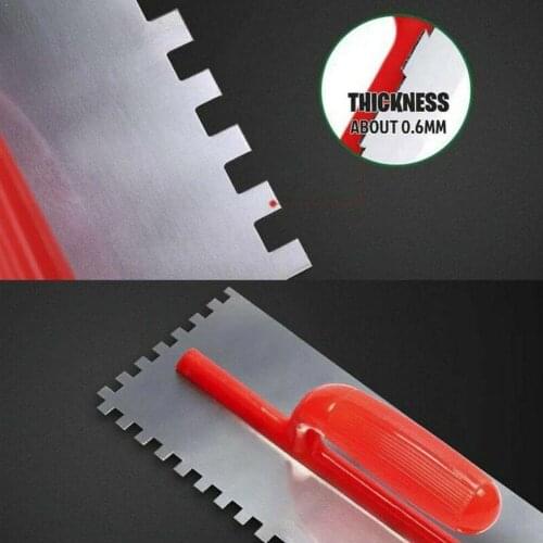 1PCS 28x12cm Plastering Finishing Trowel Steel Blade Non-Stick Durable Square Blade Notched Plastic Handle And ABS J4M1
