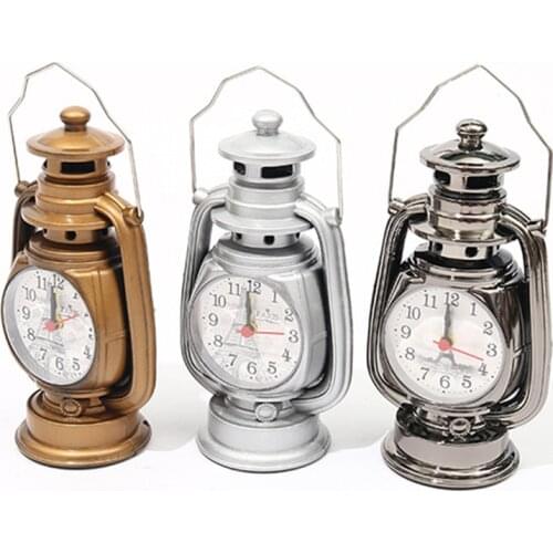 1PC Retro Alarm Clock Creative Oil Lamp Alarm Clock Watch Home Living Room Office Decoration Desktop Table Clocks Ornament