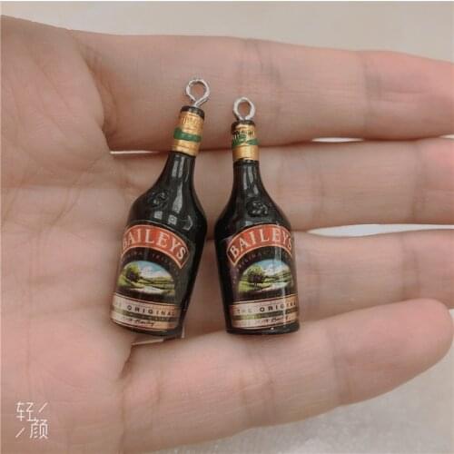 10pcs/pack 3D Alcohlic Drink Bottle Resin Beer Charms Earring Keychain Jewlery Findings Phone Case DIY