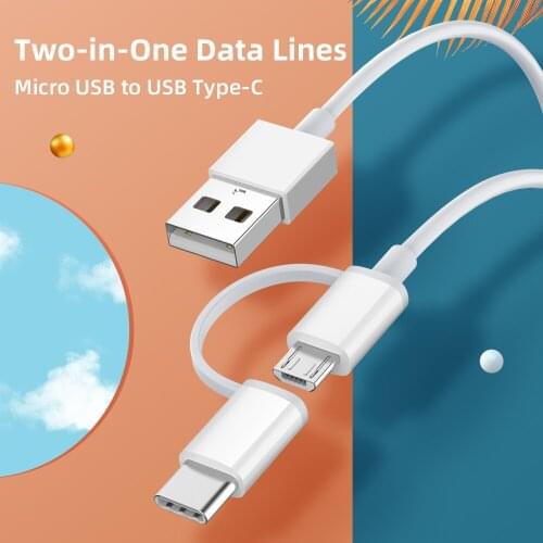 2 in 1 Micro USB Type C 2.4A Fast Charging Cable For Xiaomi Huawei Samsung Android Mobile Phone Adapter USB-C Data Transfer Cord