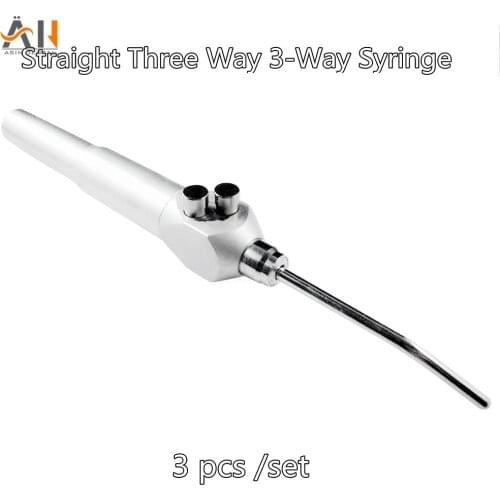 3 pcs Dental 3 Way Air Water Spray Triple Syringe Handpiece w/ 2 Nozzles Tips Tubes