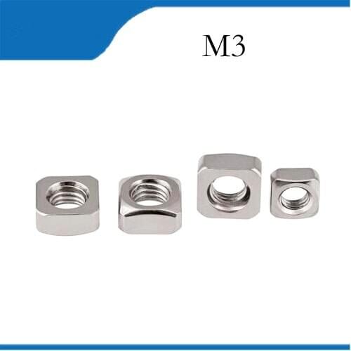 50pcs/lot High Quality 304 Stainless Steel A2-70 M3 Square Nut free shipping