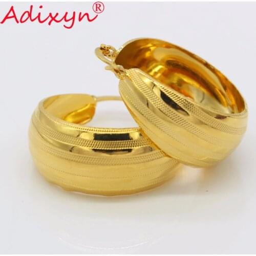 Adixyn Big Circle India Gold Hoop Earrings for Women/Girls Gold Color Party Jewelry Drop Style Earring Gifts N06225