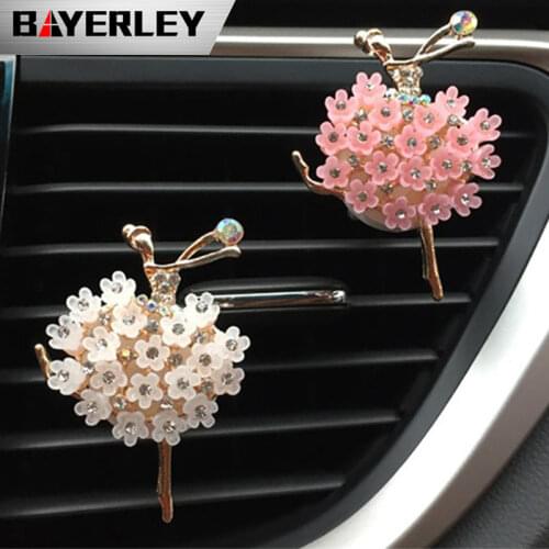 Car Aroma Diffuser Fragrance For Car Flavoring Air Fresheners Auto Perfume Car Smell Vent Clip Ballet Bling Car Accessory Girls
