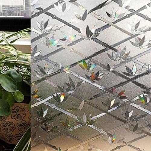 Bamboo Glass Film Static Cling Privacy Protection Thermal-Insulation Sun-Blocking Frosted Reusable Removable Home Decoration