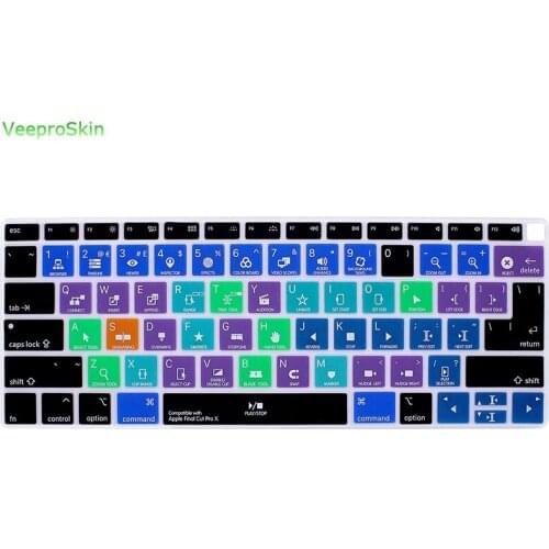 Final Cut Pro X Shortcuts A1932 Silicone Keyboard Cover ProtectorSkin for Apple MacBook Air 13" 2018 2019 A1932 Retina Display