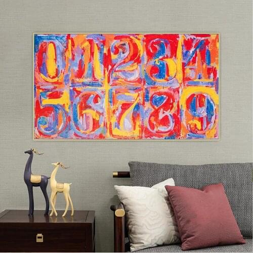 Citon Jasper Johns《Number》Canvas Art Oil Painting Artwork Poster Picture Wall Hanging Decorations Home Living Room Decor