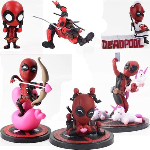 9-13cm Marvel Avengers Deadpool X-Men Super Hero with Sword Weapon Q Verson PVC Action Figure Mini Model Toys Brinquedos Pendant