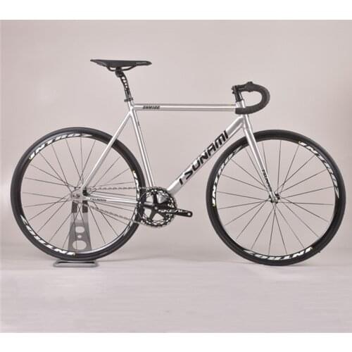 TSUNAMI SNM100 Fixed Gear Bike Aluminum Alloy Frame Single Speed Fixie Track Bicycle Flat Spokes Wheels V Brake