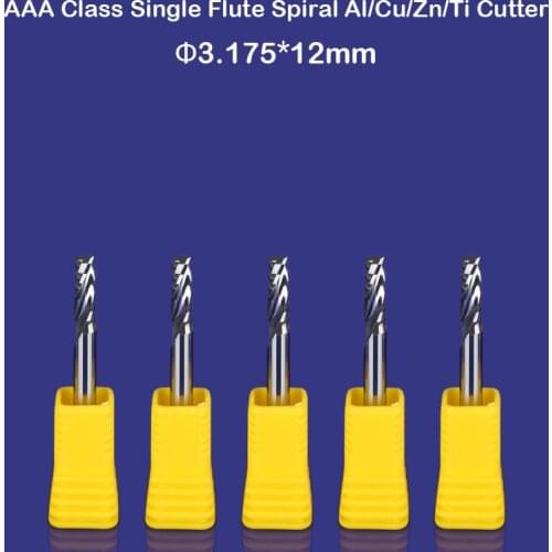 10pcs/ Lot AA Grade Single Flute Blade Aluminium Cu Cutting CNC Router Bits 1/8 inch 3.175 X 12mm