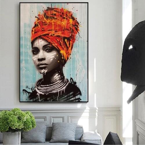 African Women Oil Paintings Print On Canvas Art Black Girl Posters Wall Pictures Living Room Home Decorative