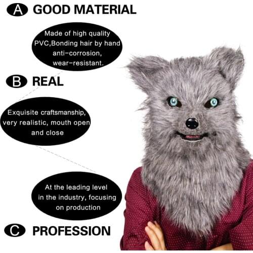 Cosmask Can Open Mouth Fox Animal Mask Halloween Costume Make-up Dance Cute Cartoon Animal Mask For Party