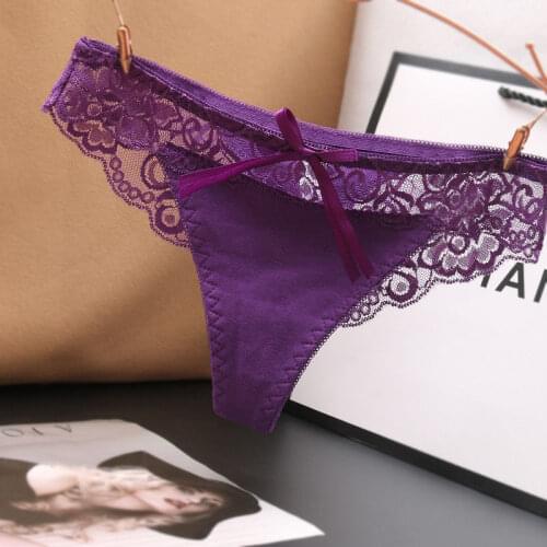 Lace G-string Seamless Panties Cotton Womens Underwear Sexy Panty Female Underpants Thong Solid Color Pantys Lingerie Knickers