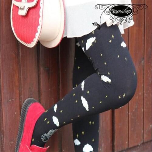 Lolita girl Pantyhose socks Stockings Pantyhose Gothic Style Women Retro Printed Tights D063