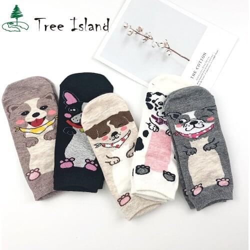 Fashion Cartoon Funny Dog Sock Cotton Footprints 3D Animal Style Warm Muply Short Socks Lady Floor Socks Simple Femal s