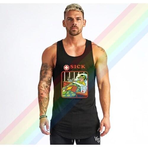 Sick Of Your Shit Health Wellbeing Brand Gym Clothing Bodybuilding Cotton Tank Tops For Men Summer Singlet Sleeveless Plus Size