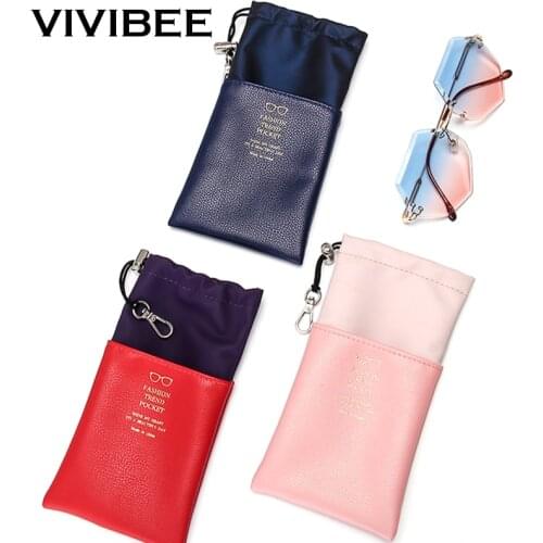 VIVIBEE Soft Leather Glasses Pouch Carry Sunglasses Bag Protector 2020 Women Handbag 1pc Waterproof Men Eyewear Case Container