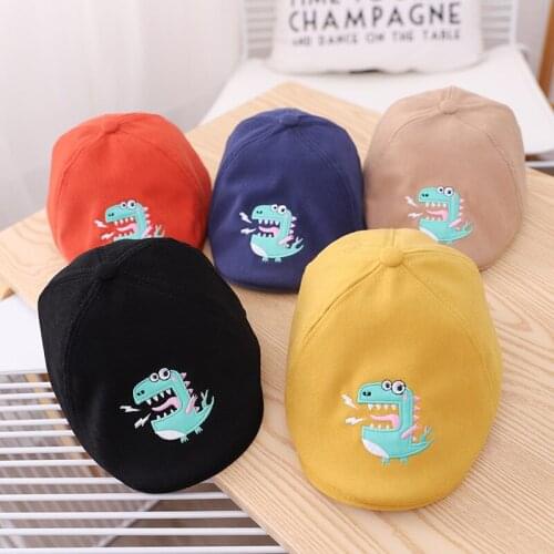 New cartoon dinosaur monochrome autumn and winter hats suitable for young childrens hats simple fashion hats childrens berets